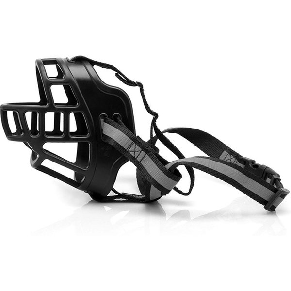 Bozal Para Perro Reflectante Ajustable Previene Mordeduras Protector De Boca Hueco Para Perro Para Pasear Aseo Hogar Black-image