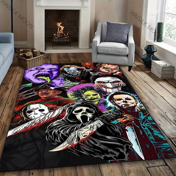 Dywan 3D Halloween Horror Thriller Tematyczny Dywan Salon Sypialnia Sofa DużA Powierzchnia Mata Dekoracyjna MięKki AntypośLizgowy Dywan Cztery Pory Roku Prezent 40X60Cm (16X24In)-image