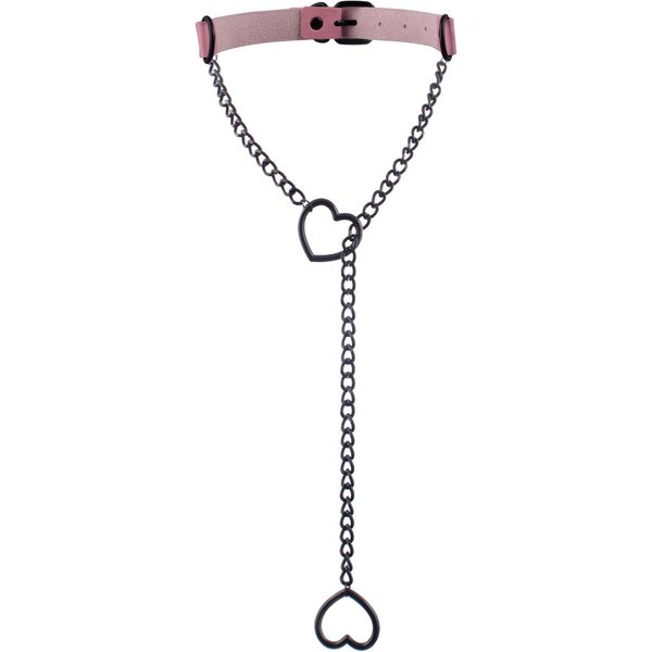 Collar Y De Cadena Deslizante CorazóN Gargantilla De Cuero Negro Para Mujeres Moda GóTica JoyeríA Punk Gray-image