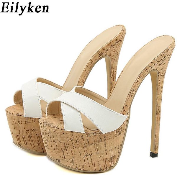 Eilyken, Nuevas Zapatillas De Verano Con Tacones Altos De Aguja, Sandalias Para Mujer, Sandalias Sexis Con Plataforma Y Punta Abierta Para Mujer, Zapatos De Stripper Para Club Nocturno Para Mujer 38 Blanco-image
