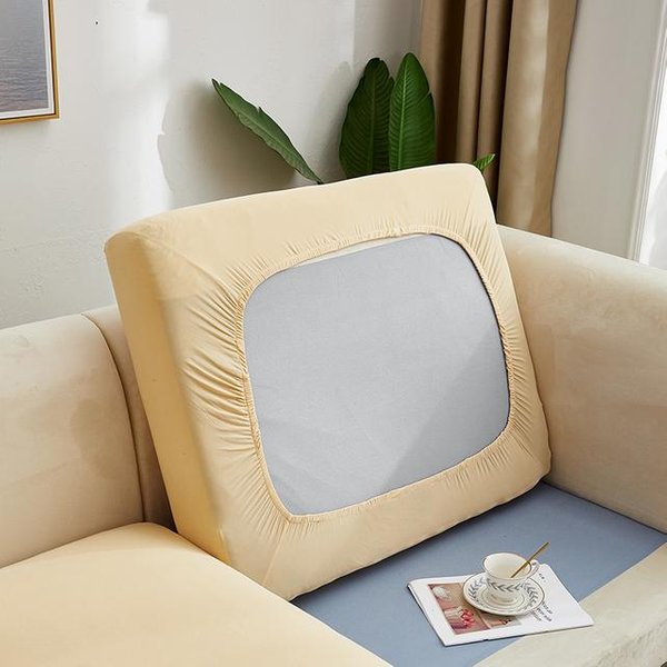 Funda EláStica De CojíN Para Sofá De Verano Para Protector De Muebles Fundas De Asiento De Sofá Mascotas Lavable Funda De CojíN De Sofá ExtraíBle Sala De Estar Normal Size (S)-1Pc Beige-image