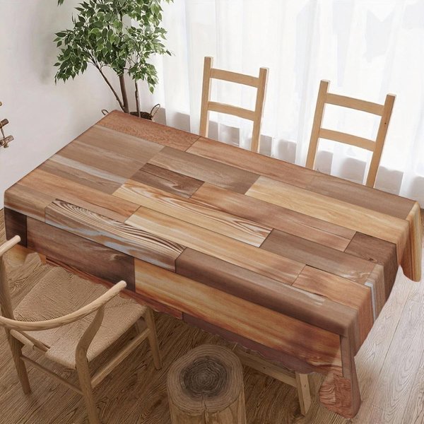 ProstokąTny Obrus Z Wzorem Drewna Do Dekoracji StołU Kuchnia Jadalnia Taras Wodoodporny Wielokrotnego UżYtku Obrus Na Stół Imprezę Piknik 140X300Cm-image