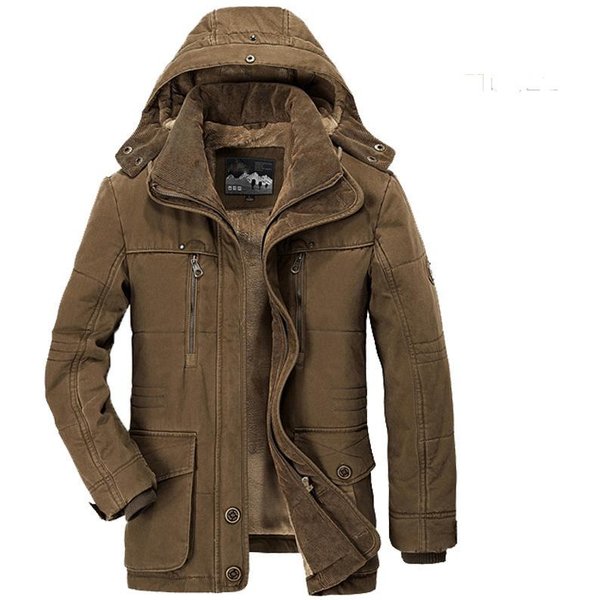 Ropa Acolchada De AlgodóN Para Hombre Mediana Y Larga, Apilada Y Engrosada Para Mediana Edad Y Ancianos, Talla Grande, Multibolsillo, Chaquetas Acolchadas De AlgodóN Para Ancianos 6XL Café-image