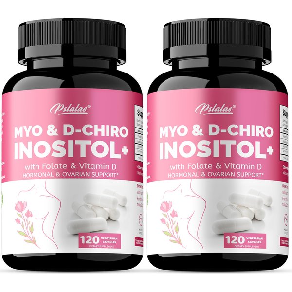 CáPsulas De Complejo De Inositol Pslaloe, Que Contienen MYO Y D-Quirto Inositol, Combinados Con áCido FóLico Y Vitamina D3, Para Apoyar El Bienestar Diario. 120*2-image