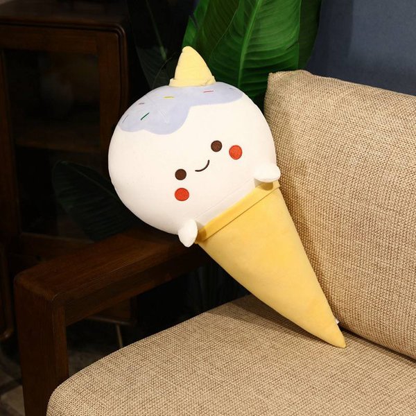 50Cm/70Cm/90Cm Kawaii Helado SimulacióN Peluche Suave Relleno Dibujos Animados Cono De Huevo MuñEca DecoracióN Sofá Almohada CojíN Mejores Regalos 50Cm White-image
