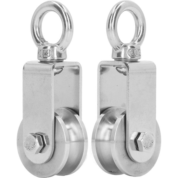 2 Ruedas De Polea Para Cable RotacióN De 360 Grados Polea Rodillo De Acero Inoxidable Rodamientos Dobles Integrados-image