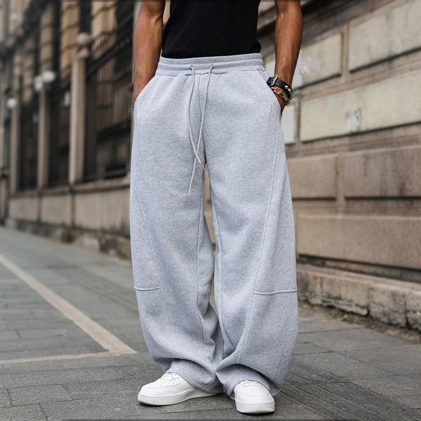 MęSkie Spodnie Dresowe Z Prostą Nogawką Casualowe Spodnie Streetwearowe Dla MężCzyzn Hip Hop Sportowe Spodnie Dresowe S Szary-image