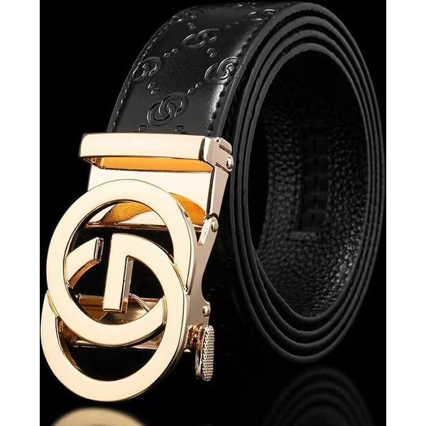 Nuevo CinturóN De Cuero De Vaca Para Hombre Casual De Negocios Hebilla AutomáTica CinturóN De Cuero Genuino Moda Para Hombres De Mediana Edad Y JóVenes Simple CinturóN Para Jeans 120Cm Black-image