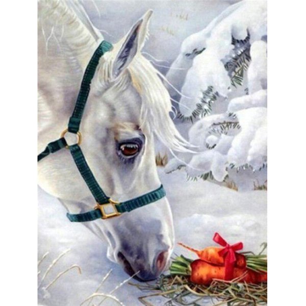 Pintura De Diamantes 5D DIY Caballo Animal Mosaico Taladro Redondo Completo Bordado De Diamantes 20X30CM-image