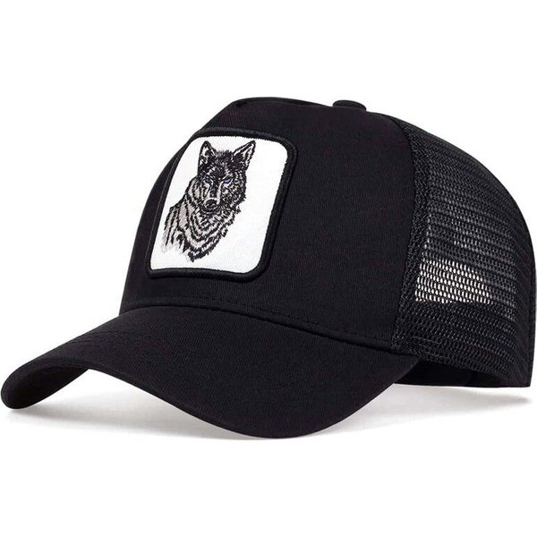 Unisex Kapelusze Siatkowe Baseballowe Z Haftem Wilka Wiosna I Lato Outdoor Regulowane Codzienne Kapelusze Kapelusz PrzeciwsłOneczny Black-image