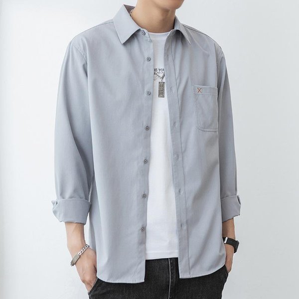 Camisa De Manga Larga Para Hombre, Chaqueta De Primavera Y OtoñO 4XL Gray-image