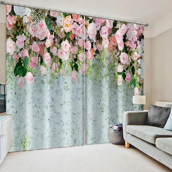 BiałA Dekoracja śLubna Bukiet ZasłOna Okienna Do Salonu PokóJ Weselny Sypialnia Home Decor 100W160H(Cm)40X63In&Grommet Top-image
