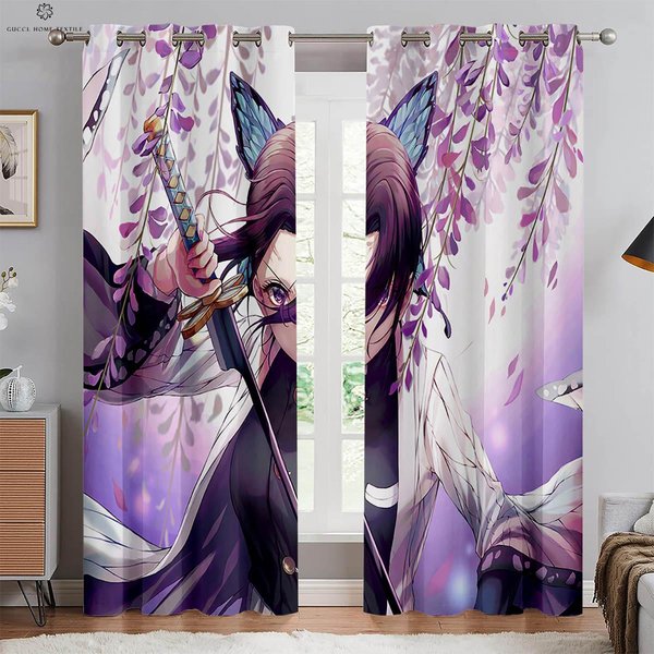 ZasłOny Z Nadrukiem JapońSkiego Anime Do Pokoju DziecięCego, Sypialni, Salonu, Kuchni, Dekoracyjne ZasłOny, Dekoracja Domu, 2 Szt. W50Xh160(Cm)X2Pcs&Grommet Top-image
