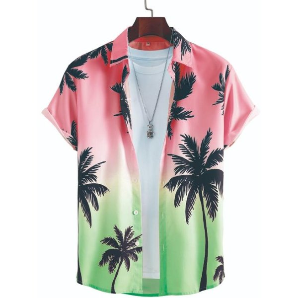 Hawajska Koszula MęSka Letnia Na ZewnąTrz PlażOwa Koszula MęSka Z KróTkim RęKawem Miejska Codzienna Koszula MęSka Moda Uliczna Koszula MęSka 2XL-image