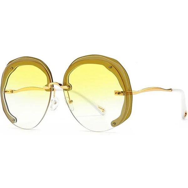 DużE, OkrąGłE Okulary PrzeciwsłOneczne Bez Oprawek, Damskie, Przezroczyste, Gradientowe Soczewki, Ochrona UV400, Unisex, Modne Okulary PrzeciwsłOneczne Beige-image