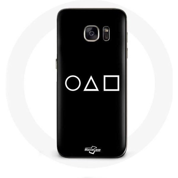 Funda Para Samsung Galaxy S7 Edge Logo Squid Game SíMbolos CíRculo Cuadrado TriáNgulo Fondo Negro-image