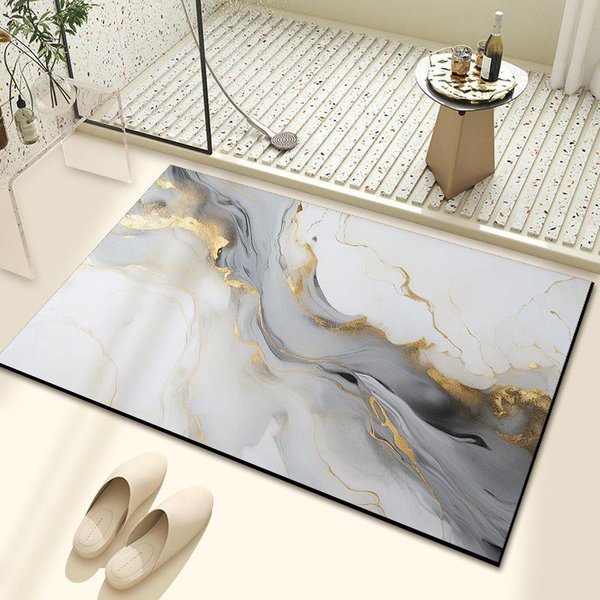 Alfombrilla Absorbente De BañO De Barro DiatóMico Hogar Sencillo Inodoro Inodoro Puerta CojíN Absorbente Antideslizante Alfombrilla De Secado RáPido 40 * 60Cm Crystal Fleece-image
