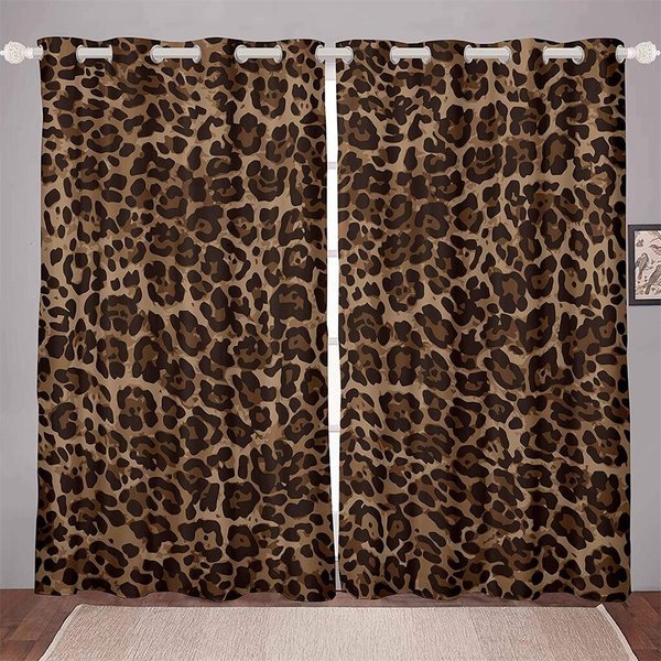 ZasłOny Z Nadrukiem W Panterkę Modne ZwierzęCe Wzory ZasłOny Okienne 2 Panele Nowoczesny Salon Sypialnia WystróJ Domu 50W60H(Cm)X2Pcs&Rod Pocket-image