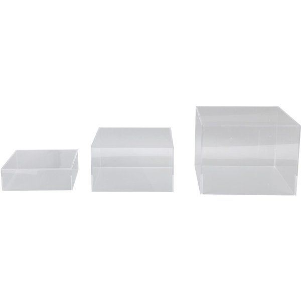 3 Soportes De ExhibicióN De AcríLico Transparentes Con Forma CúBica Para Mesas De Postre Y Buffet. Blanco-image