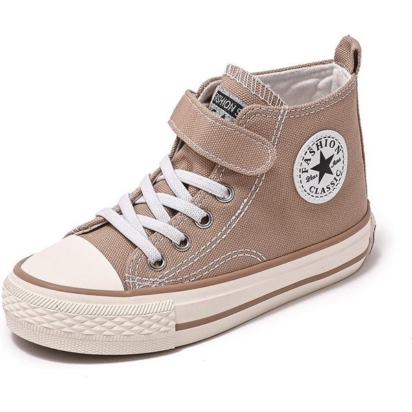 Zapatos De Lona De CañA Alta Para NiñOs Zapatos De Tela Para NiñOs Zapatillas De Deporte Para NiñAs 33 Beige-image