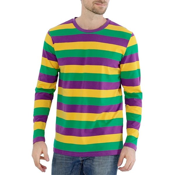 MęSki Klasyczny Casualowy Top Z DłUgim RęKawem I OkrąGłYm Dekoltem W Poziome Paski, MięKki Podstawowy Codzienny T-Shirt Z DłUgim RęKawem I OkrąGłYm Dekoltem L Green-image
