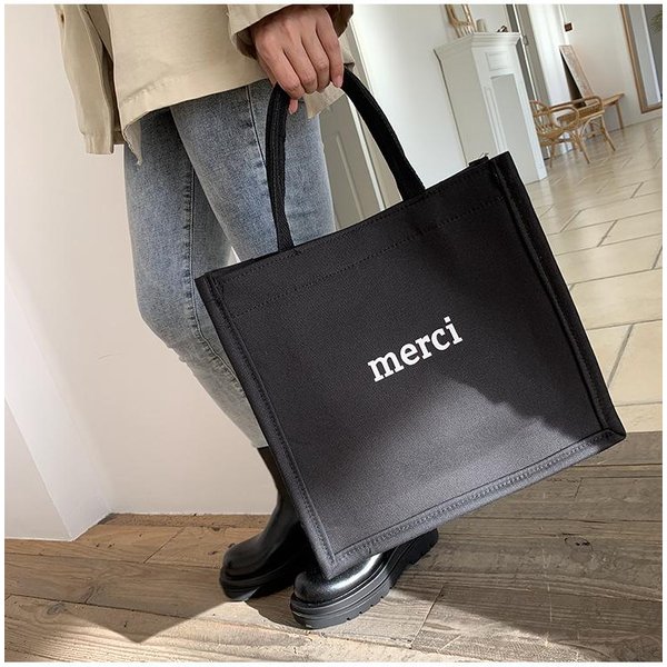 Bolso De Lona De Gran Capacidad Para Mujer Nueva Moda Casual Bolso Tote De Un Hombro Para Estudiantes Bolso Para La Clase Y Para Desplazamientos-image