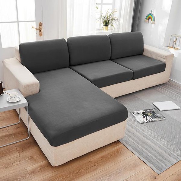 Fundas De CojíN De Sofá De Color SóLido Para Sala De Estar Funda EláStica Para Asiento De Sofá Funda Para Sofá Esquinero Funda Protectora Para Silla 1 /2 /3 /4 Plazas Normal Size (S)-1Pc Gris Oscuro-image