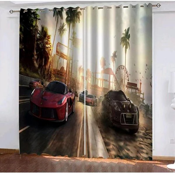 Ciencia Y TecnologíA Coche Deportivo Futurista Estampado Cortinas De Ventana Para Sala De Estar Dormitorio Cortinas DecoracióN 100W160H(Cm)40X63In&Hook-image