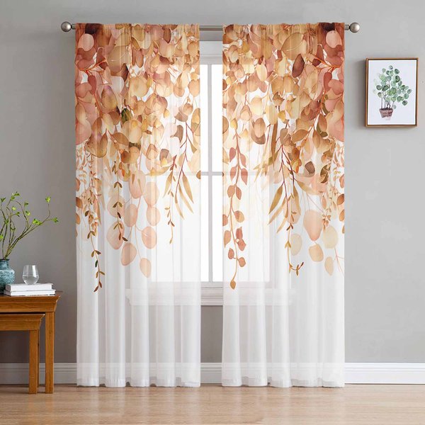 Jesienne Dzikie Kwiaty Przezroczyste ZasłOny Do Dekoracji Salonu ZasłOny Okienne Do Kuchni Tiulowe Woalowe Organzowe ZasłOny W135 X H115Cm X1&Grommet Top-image