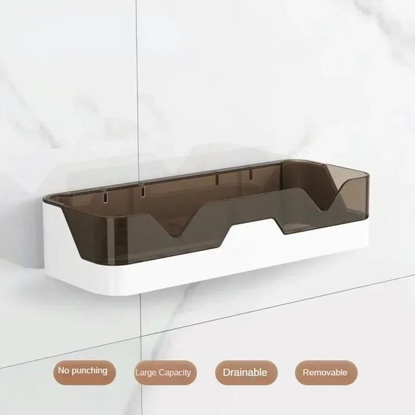 Estante Organizador Para BañO, Estante De Almacenamiento Para Ducha, Estantes De Esquina Negros, Soporte De Aluminio Para Champú De Inodoro Montado En La Pared, Sin Taladro-image