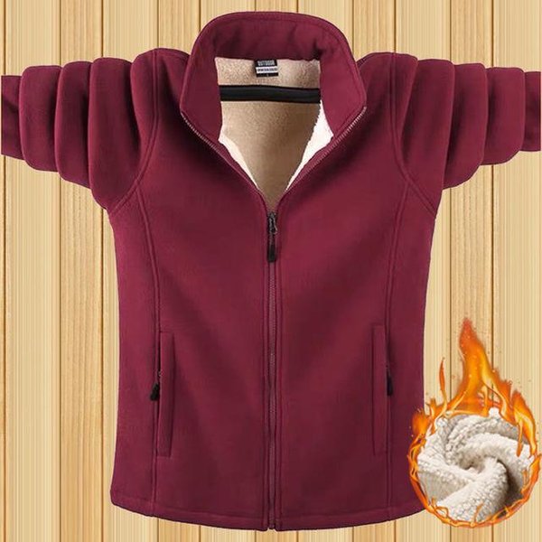 Plus Rozmiar 9Xl Bluza Polarowa MęSka CiepłA, Ocieplana Bluza Jesienno-Zimowa MęSka Odzież W Jednolitym Kolorze 6XL Black-image