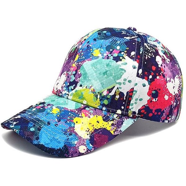 Cztery Pory Roku Poliester Nadruk Graffiti Czapka Daszkowa Regulowana Outdoorowa Snapback Czapki Dla MężCzyzn I Kobiet 238 (As The Picture,56-60Cm Adjustable&>8Y) Blue-image
