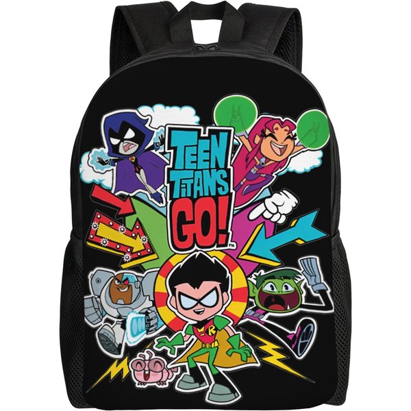 Mochila De Dibujos Animados Teen Titans Go Para Hombres Mujeres Genial Mochila Diaria Para Escuela Secundaria Senderismo Viajes Bolso Cruzado Para PortáTil Con Bolsillo-image