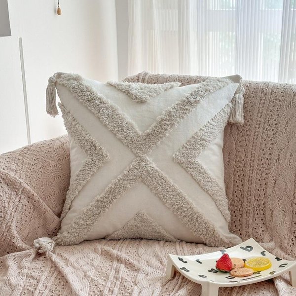 Funda De CojíN Decorativo De Lona Bohemio 45X45Cm Cojines Con Borlas DecoracióN De Sala De Estar CojíN Para Cabecero De Cama Fundas De CojíN Para Sofá 45X45Cm-image