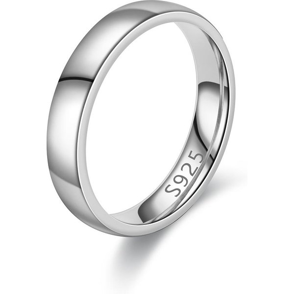 PierśCionek Ze Stali Nierdzewnej Platerowany 18-Karatowym ZłOtem, Kolor Srebrny, Anillos Mujer, ObrąCzka śLubna Dla Pary, Bague Femme Acier Inoxydable Bague 4 Mm 7 White-image