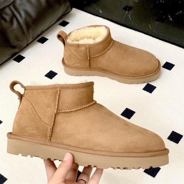 2026 Nowe Zimowe Prawdziwa Owcza WełNa Damskie Buty Ultra Mini Damskie CiepłE Niskie Naturalne Futro Buty Klasyczne MęSkie KróTkie Buty ŚNieżNe 40 BrąZowy-image