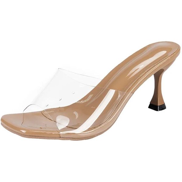 Calientes Sandalias De SalóN De Verano PVC Zapatillas De Gelatina Puntera Abierta Tacones Altos Mujer Zapatos Transparentes De Perspex TacóN Transparente 37 Negro-image
