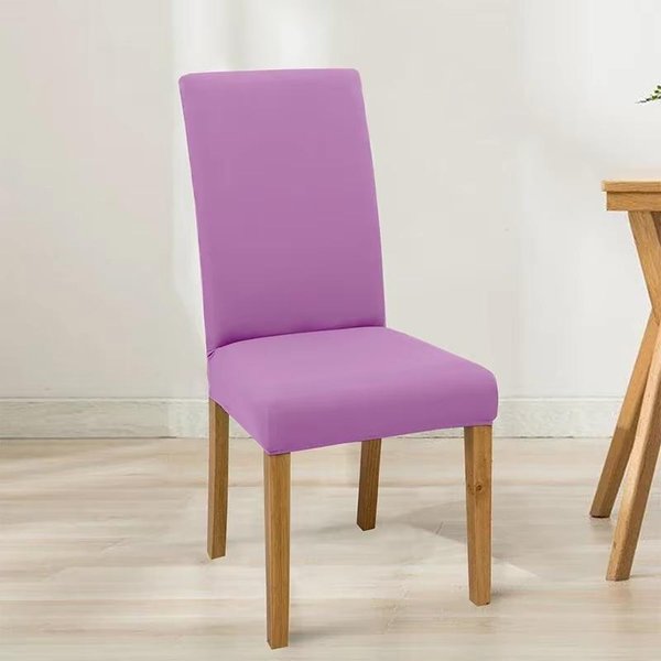 6 Piezas EláStico Color SóLido Ajustable Funda De Silla Spandex EláStico Fundas Silla Cubre Asientos Silla Cocina Comedor Boda 6PCS-image