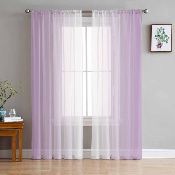 Zielone I BiałE Gradientowe PrześWitująCe ZasłOny Do Dekoracji Salonu ZasłOny Okienne Do Kuchni ZasłOny Tiulowe Woalowe Organzowe W135 X H115Cm X2&Grommet Top-image
