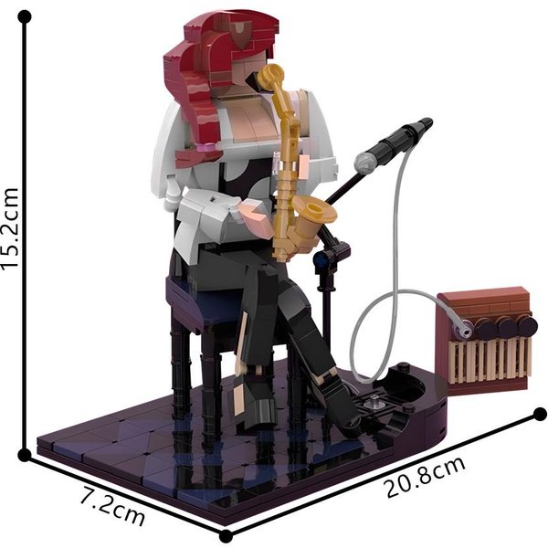 Gobricks MOC Saxofonista De Jazz Bloques De ConstruccióN Cantante De ActuacióN Bloques De ConstruccióN Gran Banda Swingin' Juguetes Regalo-image