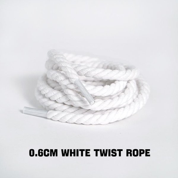 OkrąGłE SznurowadłA AF1/AJ1 0,6CM Grubsze BawełNiane SznurowadłO SkręCane SznurowadłA Sneakersy Buty SznurowadłA Do ButóW 120/140/160CM 1 Para 160Cm BiałY-image