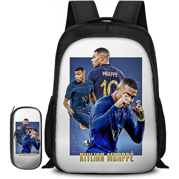 Zestaw 2 Szt. Plecak Torby Na Przybory Szkolne Plecaki Szkolne M-Mbappe Dzieci SzkołA DwupięTrowy Plecak Gwiazda PiłKi NożNej PiłKa NożNa Sport Plecak-image