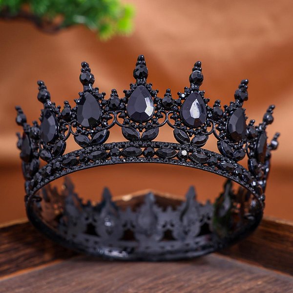 Corona Redonda De Boda Estilo Barroco Retro Para Novia, Concurso, Tiara De Cristal De Diamantes De ImitacióN, Molduras De Corona, Tocado Para Reinas Y Rey Brown-image
