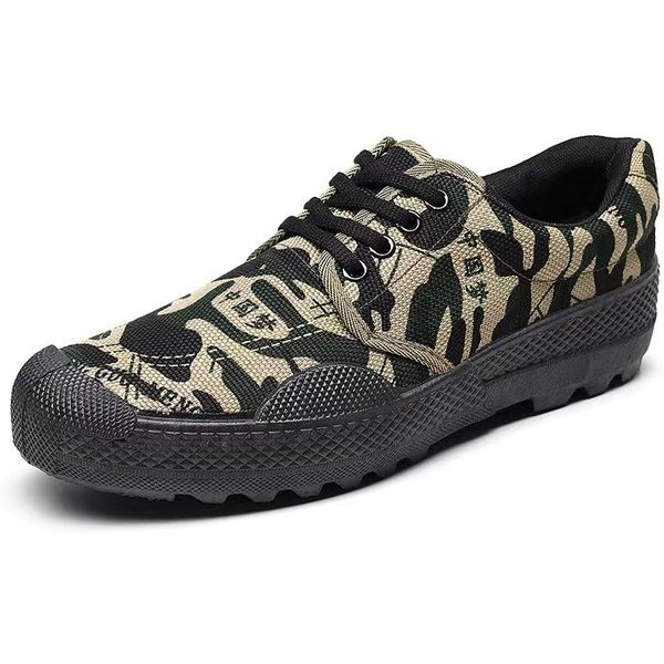 Buty Treningowe Wojskowe KamuflażOwe Gumowe Buty Wyzwolenia MęSkie OddychająCe Odporne Na ZużYcie Buty PłóCienne Letnie Studenckie Buty KamuflażOwe 45-image