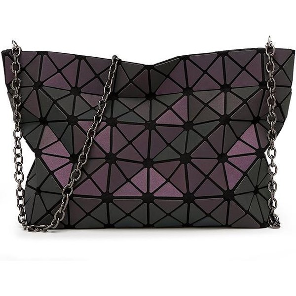 Nuevo Bolso GeoméTrico Luminoso Empalme De TriáNgulos Bolso De Hombro Diamante Colorido Plegable Bandolera-image
