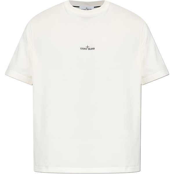 Camiseta De Manga Corta Lisa Con Cuello Redondo Y Logo De Stone Island Para Hombre Tops L2S152100001S0534-V0093 L White-image