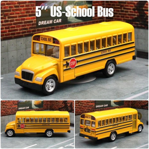 5'' AmerykańSki Autobus Szkolny Zabawka Samochodzik Dla Dzieci Rmz City Klasyczny Metalowy Model Pojazdu Pull Back Kolekcja Prezent Dla ChłOpcóW-image