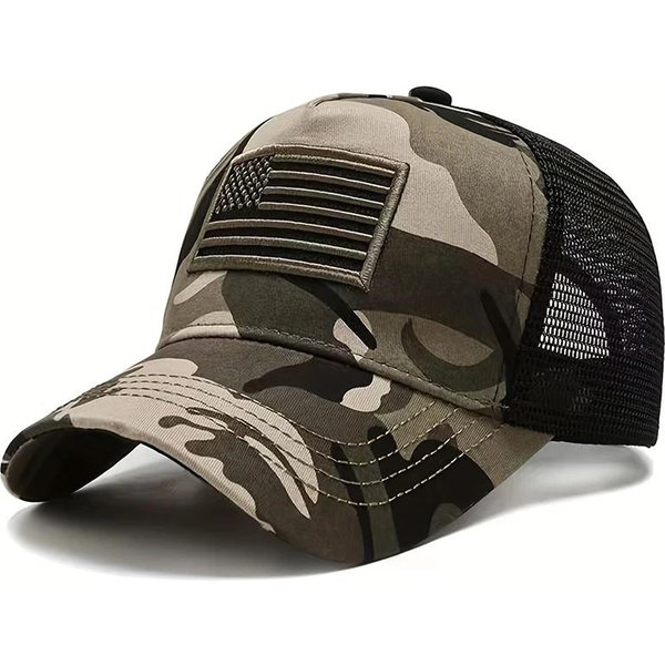 Unisex Czapki Baseballowe Z Siatki Z Haftem Flagi AmerykańSkiej, Wiosenno-Letnie, Outdoorowe, Regulowane, Casualowe, Czapka PrzeciwsłOneczna, Czapka Sportowa-image