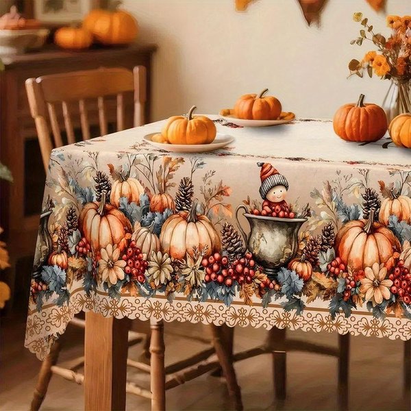 ProstokąTny Obrus Jesienne ŻNiwa Do Dekoracji StołU Kuchnia Jadalnia Wodoodporny Wielokrotnego UżYtku Obrus Na StołY ŚWięTa Impreza 140X300Cm-image