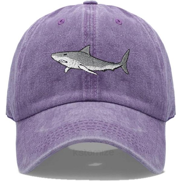 Gorra De BéIsbol Bordada De TiburóN Animal Para Mujeres Hombres Moda Ajustable AlgodóN Lavado Gorra De Papá Unisex Gorras CláSicas De Golf Adjustable Gray-image